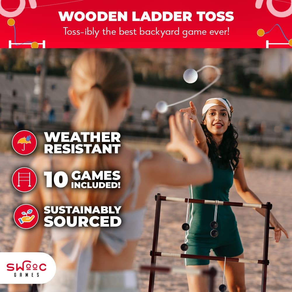 Swooc Games Premium Wooden Ladder Ball Game Set 3