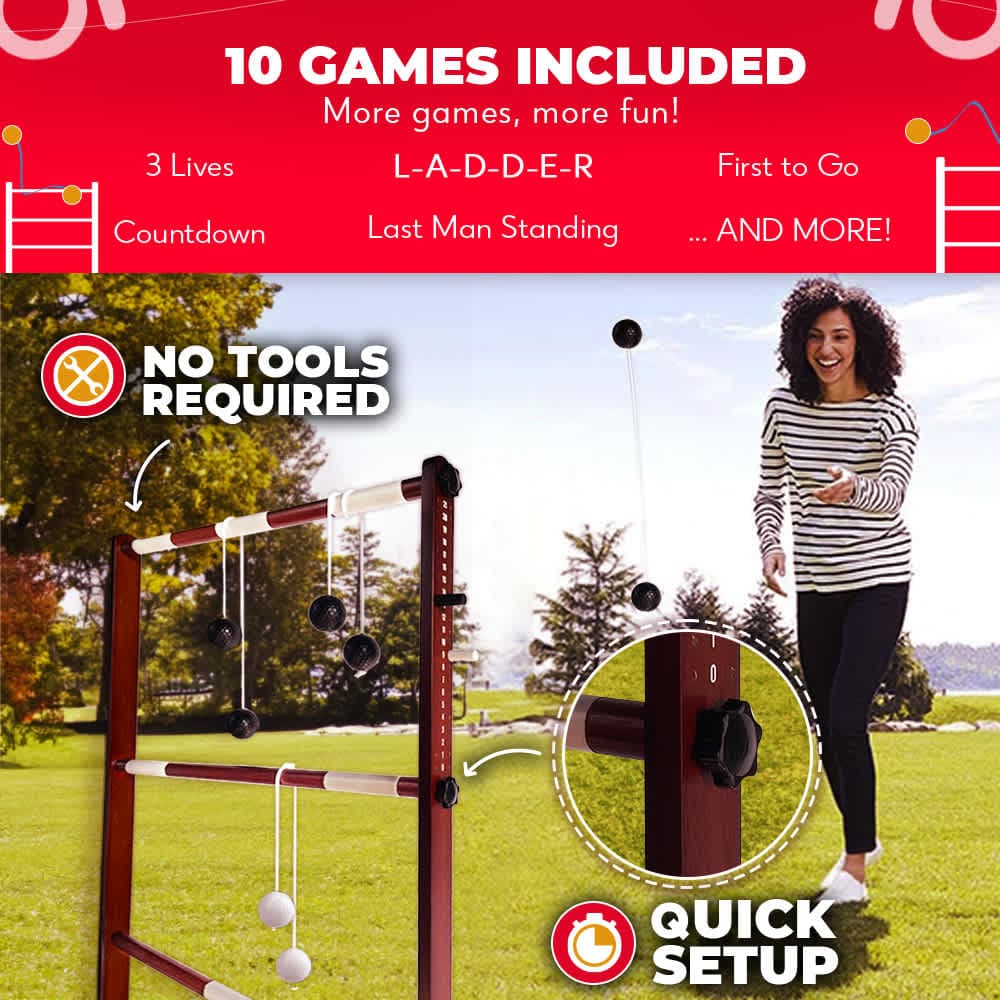 Swooc Games Premium Wooden Ladder Ball Game Set 2