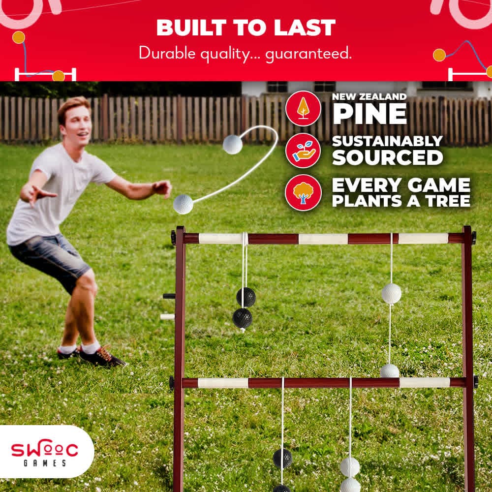 Swooc Games Premium Wooden Ladder Ball Game Set 4