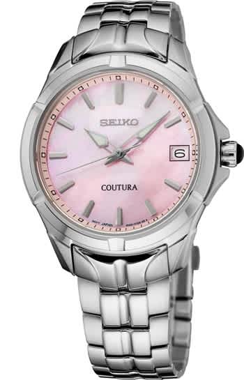 Coutura SS Quartz Watch with Pink MOP Dial